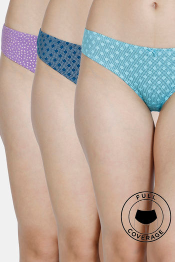 Buy Rosaline Low Rise Full Coverage Bikini Panty (Pack of 3) - Assorted